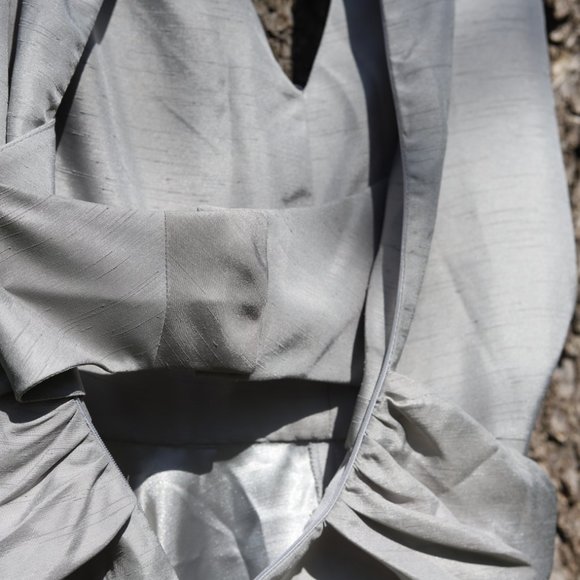 Custom Silver Faux-Wrap Dress - Picture 4 of 10